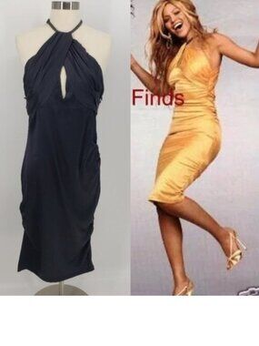 2004 Vintage Tom Ford for Gucci Black Silk Dress with Leather